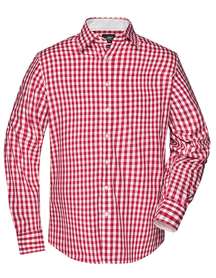 James & Nicholson Men's Checked Shirt in Red