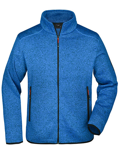 James & Nicholson Men's Knitted Fleece Jacket in Royal Melange