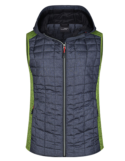 James & Nicholson Ladies' Knitted Hybrid Vest in Kiwi Melange