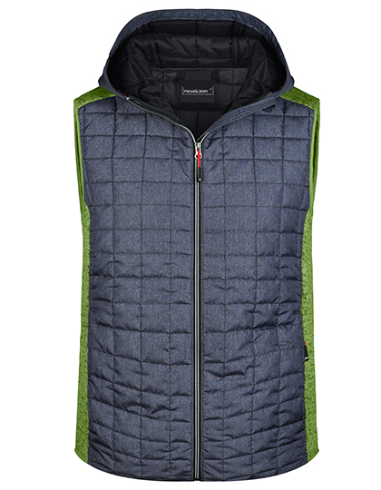 James & Nicholson Men's Knitted Hybrid Vest in Kiwi Melange