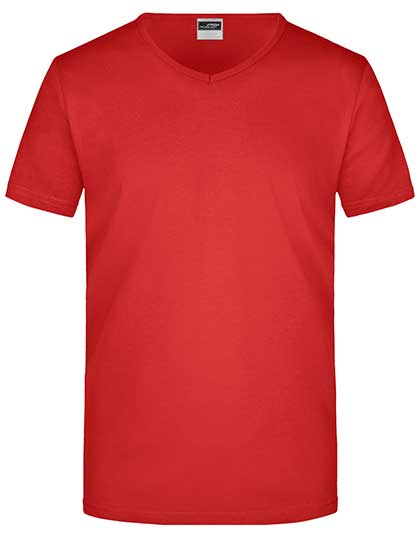 James & Nicholson Men's Slim Fit V-T in Red