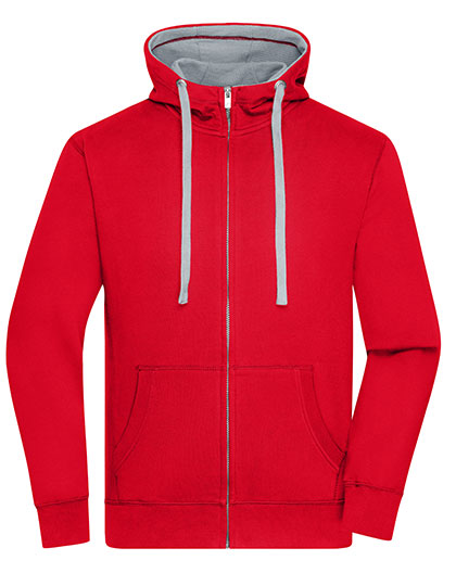 James & Nicholson Men's Lifestyle Zip-Hoody in Red