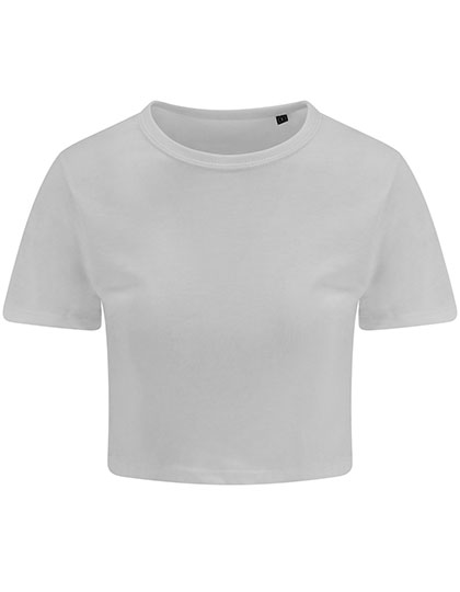 Just Ts Women's Tri-Blend Cropped T in Solid White
