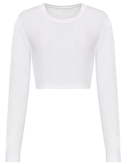 Just Ts Women's Long Sleeve Cropped T in Solid White
