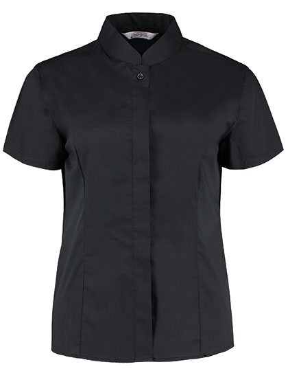 Women's Tailored Fit Shirt Mandarin Collar Short Sleeve — besticken oder bedrucken lassen