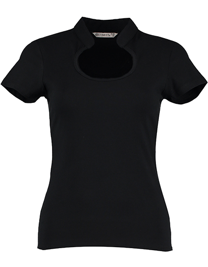 Women`s Regular Fit Keyhole Neck Top – 95% Baumwolle / 5% Elasthan