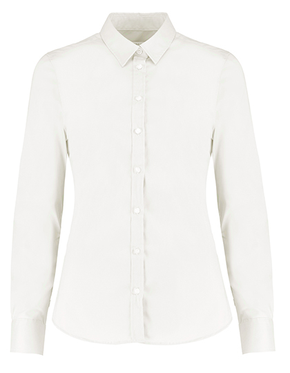 Women's Tailored Fit Stretch Oxford Shirt Long Sleeve — besticken oder bedrucken lassen