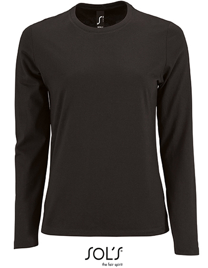 SOL'S Women's Long Sleeve T-Shirt Imperial in Deep Black