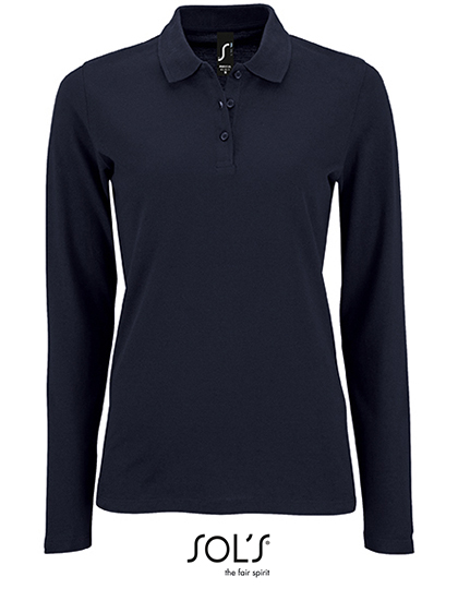 SOL'S Women's Long-Sleeve Piqué Polo Shirt Perfect in French Navy