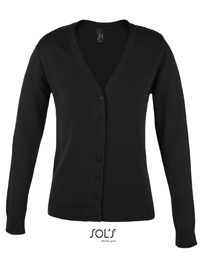 Women's Golden V-Neck Knitted Cardigan — besticken oder bedrucken lassen