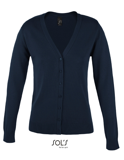 SOL'S Women's Golden V-Neck Knitted Cardigan in Navy