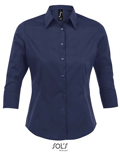SOL'S Women's Stretch-3/4-Sleeve Blouse Effect in Dark Blue