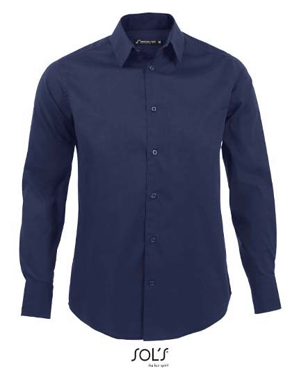 SOL'S Men's Stretch-Shirt Brighton Long Sleeve in Dark Blue