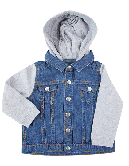 Denim Jacket With Fleece Hood And Sleeves — besticken oder bedrucken lassen