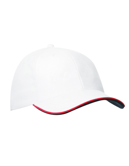 Myrtle Beach 6 Panel Double Sandwich Cap in White