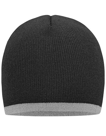 Myrtle Beach Beanie With Contrasting Border in Grey Melange
