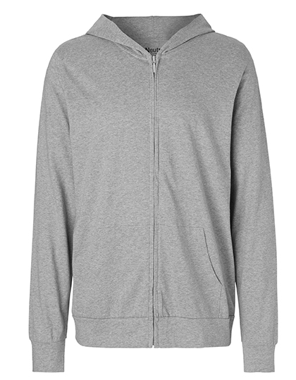 Neutral Unisex Jersey Hoodie With Zip in Sport Grey