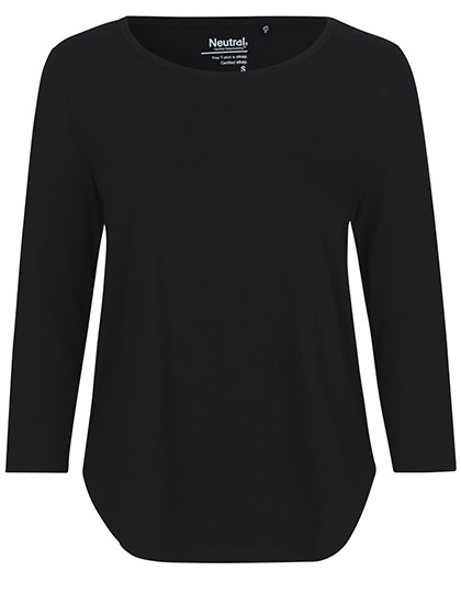 Neutral Ladies' Three Quarter Sleeve T-Shirt in Black