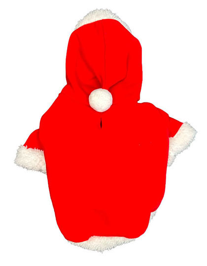 Dog Santa Hoodie – Hauptmaterial: 95 % Baumwolle / 5 % Elasthan, Weißes Fleece + Pompom: 100 % Polyester
