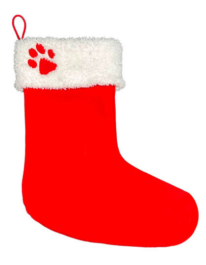 Dog Christmas Stocking - Bootie Shape – Main fabric: 95% Baumwolle / 5% Elasthan, Weißes Fleece + Futter: 100% Polyester