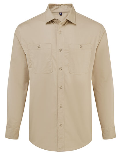 Premier Workwear Utility 2.0 Service Shirt in Khaki (ca. Pantone 7536C)