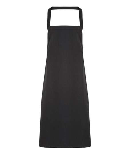 Premier Workwear Organic Cotton Bib Apron (No Pocket) in Black (ca. Pantone Black C)