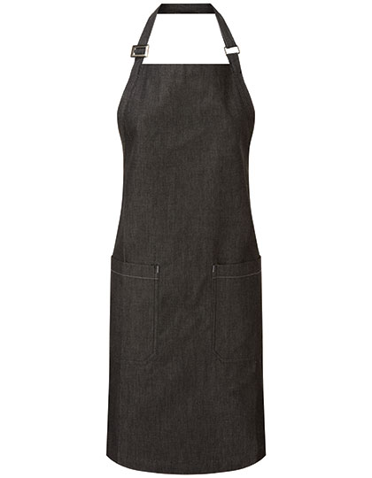 Premier Workwear Organic Denim Fairtrade Bib Apron in Black Denim (ca. Pantone 532C)
