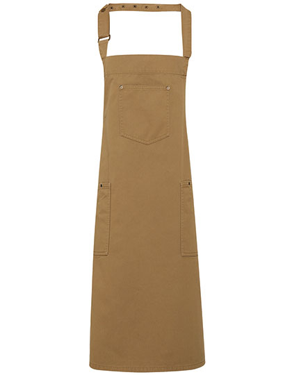 Premier Workwear Cotton Chino Bib Apron in Khaki