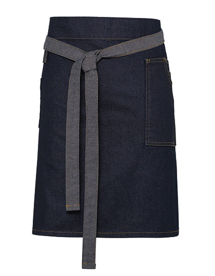 Premier Workwear Division Waxed Look Denim Waist Apron in Indigo Denim (ca. Pantone 2767C)