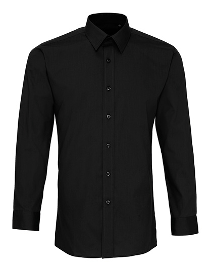 Premier Workwear Men's Long Sleeve Fitted Poplin Shirt