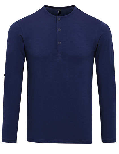 Premier Workwear Men's Long-John Roll Sleeve Tee in Indigo (ca. Pantone 2380C)