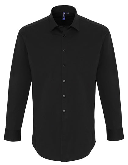 Men's Stretch Fit Poplin Long Sleeve Cotton Shirt — besticken oder bedrucken lassen
