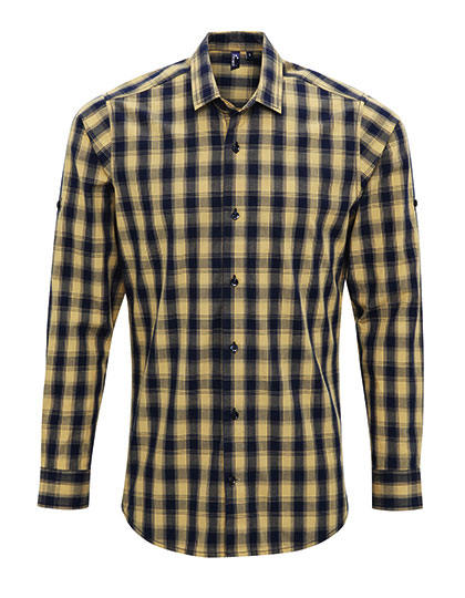 Men's Mulligan Check Cotton Long Sleeve Shirt — besticken oder bedrucken lassen