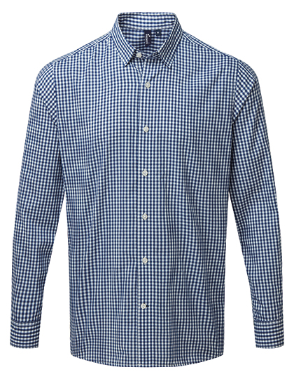 Premier Workwear Men's Maxton Check Long Sleeve Shirt in Navy (ca. Pantone 533C)