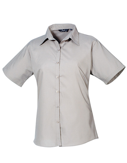 Premier Workwear Women's Poplin Short Sleeve Blouse in Silver (ca. Pantone Cool Gray 7C)
