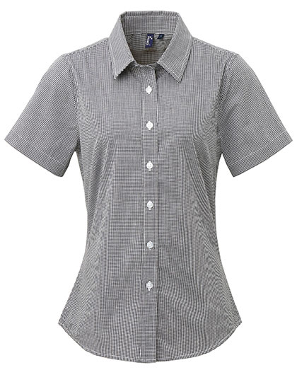 Premier Workwear Women's Microcheck (Gingham) Short Sleeve Cotton Shirt