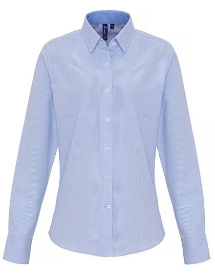 Premier Workwear Women's Cotton Rich Oxford Stripes Shirt