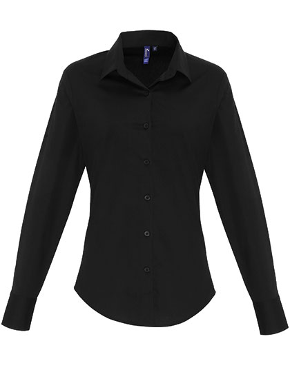 Women's Stretch Fit Poplin Long Sleeve Cotton Shirt — besticken oder bedrucken lassen