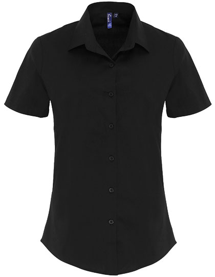 Premier Workwear Women's Stretch Fit Poplin Short Sleeve Cotton Shirt