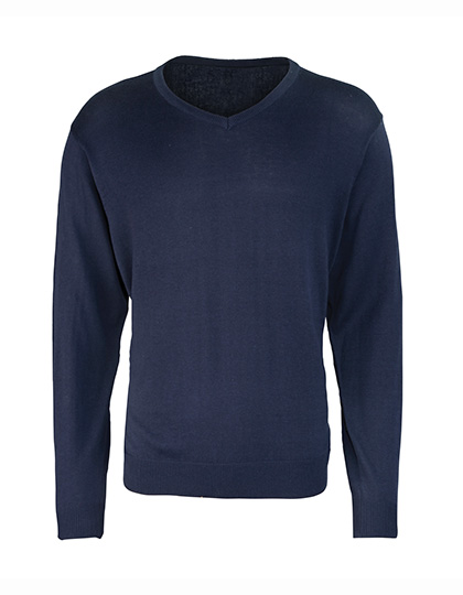 Premier Workwear Men's V-Neck Knitted Sweater in Navy (ca. Pantone 2378C)