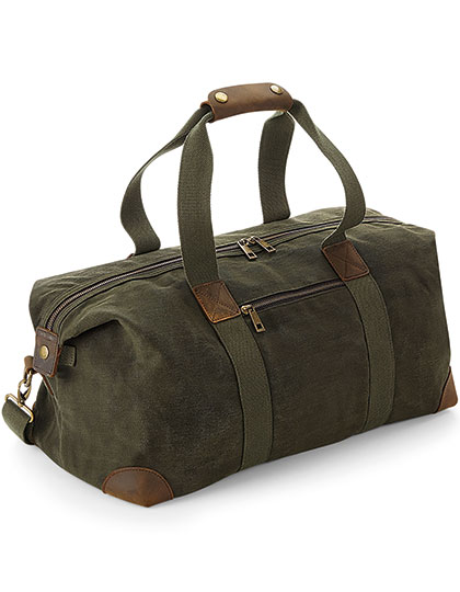 Quadra Heritage Waxed Canvas Holdall in Olive Green
