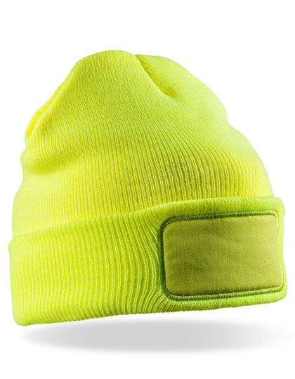 Result Winter Essentials Double Knit Thinsulate™ Printers Beanie in Fluorescent Yellow