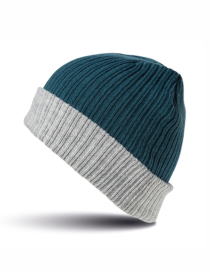 Result Winter Essentials Double Layer Knitted Hat in Teal