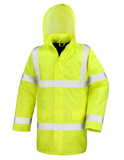 Result SafeGuard High Vis Motorway Coat in Fluorescent Yellow