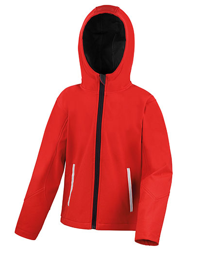 Result Core Youth TX Performance Hooded Soft Shell Jacket in Red