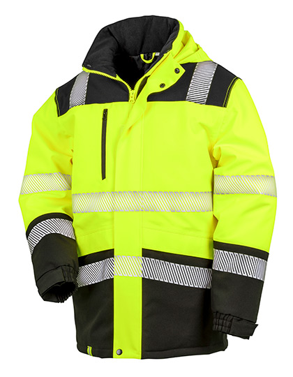 Result SafeGuard Printable Waterproof Softshell Safety Coat in Fluorescent Yellow