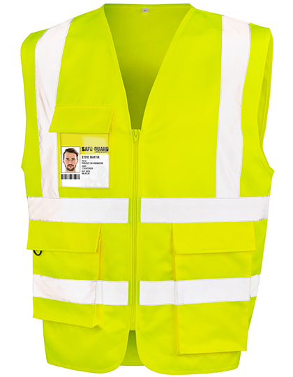 Result SafeGuard Heavy Duty Polycotton Security Vest in Fluorescent Yellow