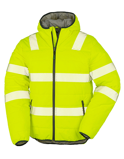 Result Recycled Recycled Ripstop Padded Safety Jacket in Fluorescent Yellow