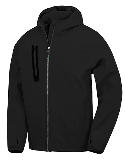 Result Recycled 3-Layer Recycled Printable Hooded Casual Softshell Jacket in Black