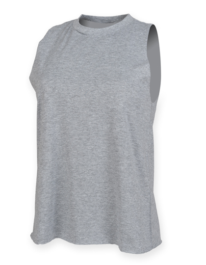 SF Clothing Women's High Neck Slash Armhole Vest in Heather Grey